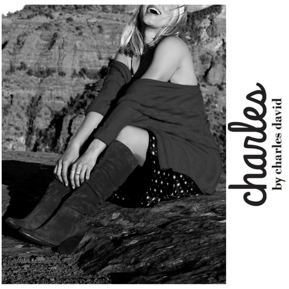 Sassy Charles David Western Chic Scrunch Suede Boots - Picture 1 of 6